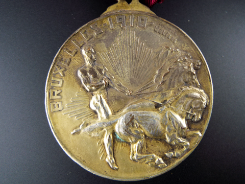 Antique Cortege Medal Marcel Wolfers 1910 Bruxelles International Expo Horses