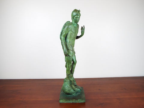 Vintage Verdigris Bronze Sculpture St George & The Dragon Signed J A Finelli 78