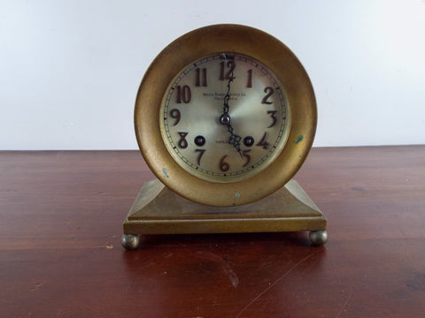 Antique Silver Brass Ships Bell Mantle Clock Bailey Banks & Biddle Philadelphia