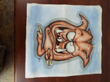 Vintage Art Bizarre Oil On Canvas Monster Painting American Artist Signed ROD