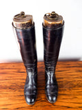 Antique Victorian English Leather Military Riding Boots W Original Wooden Trees