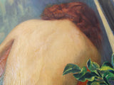 Vintage Bathing Nude Female Oil Painting ~ 30" x26" ~ Axel Linus ( 1885 - 1980 )