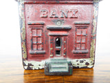 Cast Iron Red House Piggy Bank~ J & E Stevens