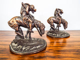 Vintage 1920s Western Indian Horse Bookends End of the Trail after James Fraser