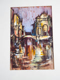 Original Vintage 1960s Signed Venice Canal Painting James Pinto Gouache On Paper