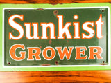 Original Vintage 1940s Enamel Sunkist Growers Advertising Sign Retro Yard Decor