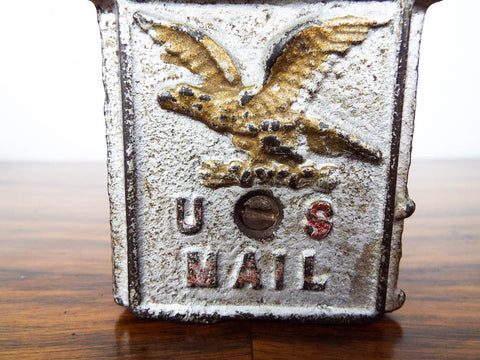 Coin Post Box Vintage Cast Iron US Mail Post Box 1930s Piggy Bank Coin Metal Savings ...