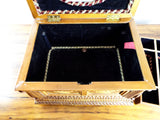 Antique 19th C Tramp Art Jewelry Box Inlaid Three Tiered Trinket Casket 1880s