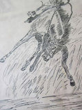Realism Pen Drawings of Cowboy & Horse by Robert Farber - Yesteryear Essentials
 - 5