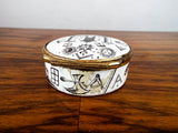 Antique 18th Century Masonic Enameled Circular Brass Rimmed Snuff Box British