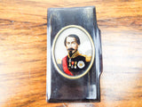 Antique 19th C Napoleon III Portrait Horn European Tobacco Snuff Box Miniature