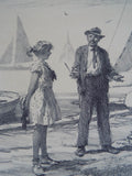 Vintage Signed Gordon Grant (1875-1962) Namesake Lithograph Sailing Boat Nancy