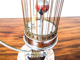 Vintage 1950s Bird Cage Mechanical Wind Up Clock w Rotating Bird Occupied Japan