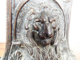 Vintage Pair of Figural Lion Bookends 1920s Metal Lions Cat Statue Book Ends