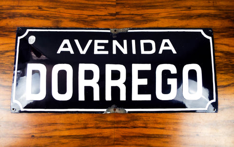 Vintage 1920s Blue Bubble Enamel Street Sign ~ Dorrego Ave