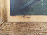 Vintage Signed Depression WPA Era Color Lithograph Image 1940 Storm H D Robbins