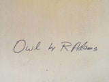 Vintage Indigeneous Pacific North West Cedar Carved Plaque Colored Owl R Adams