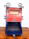 Vintage 40s Cast Iron US Mail Mailbox Red Blue Wall Mount Letterbox for Letters