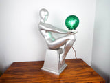Art Deco Style Silver Nude Female Table Lamp