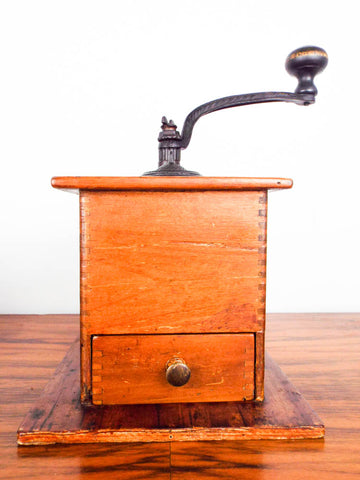Antique Primitive Wooden Coffee Grinder Finger Joint – Yesteryear