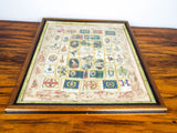 Antique 1910s Framed Military Heraldic Silk Textile Art