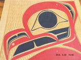 Vintage Indigeneous Pacific North West Cedar Carved Plaque Colored Owl R Adams