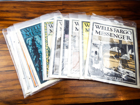 Antique Set 10 Wells Fargo Messenger Magazines WW1 Bank Memorabilia 1913 14 1915