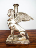 Vintage 1970s Hollywood Regency Female Greek Sphinx Candle Holders Sculptures