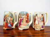 Antique Ceramic Mugs & Beer Pitcher Roman Religious Scenes