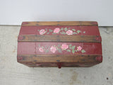 Antique Hand Painted Red Wooden Trunk - Yesteryear Essentials
 - 3