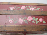 Antique Hand Painted Red Wooden Trunk - Yesteryear Essentials
 - 5