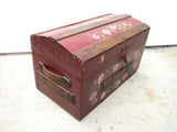 Antique Hand Painted Red Wooden Trunk - Yesteryear Essentials
 - 1