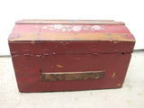 Antique Hand Painted Red Wooden Trunk - Yesteryear Essentials
 - 8