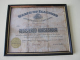 1920's Vintage Wall Hanging Illinois Registered Farriers License - Yesteryear Essentials
 - 1