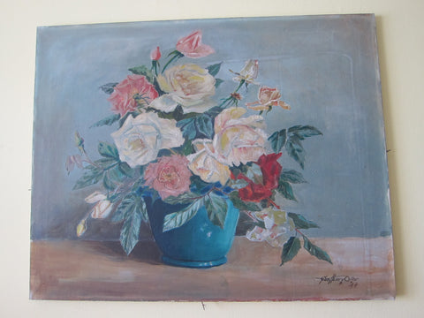 Oil On Canvas Flower Still Life by George Henry Oilar (1944) - Yesteryear Essentials
 - 1