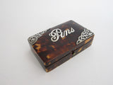 Antique  Tortoise Shell & Sterling Silver Mappin and Webb Pin Box - Yesteryear Essentials
 - 1