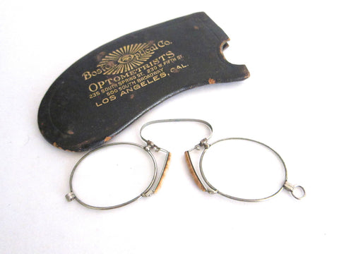 Vintage Pince Nez Glasses with Leather Case - Yesteryear Essentials
 - 1