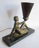 Art Deco Bronzed Spelter Reclining Semi Nude Female Figural Lamp - Yesteryear Essentials
 - 8
