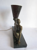 Art Deco Bronzed Spelter Reclining Semi Nude Female Figural Lamp - Yesteryear Essentials
 - 5