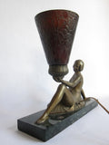 Art Deco Bronzed Spelter Reclining Semi Nude Female Figural Lamp - Yesteryear Essentials
 - 4