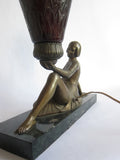 Art Deco Bronzed Spelter Reclining Semi Nude Female Figural Lamp - Yesteryear Essentials
 - 9