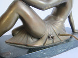 Art Deco Bronzed Spelter Reclining Semi Nude Female Figural Lamp - Yesteryear Essentials
 - 11