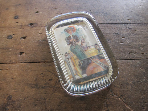 Antique Glass Paperweight with Picture of Lady - Yesteryear Essentials
 - 1