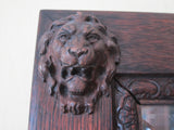 Antique Wooden Framed Beveled Glass Mirror -  English Oak Lions head - Yesteryear Essentials
 - 10