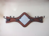 Antique Wooden Framed Bevelled Glass Mirror & Coat Hanger - Yesteryear Essentials
 - 1
