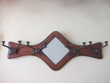 Antique Wooden Framed Bevelled Glass Mirror & Coat Hanger - Yesteryear Essentials
 - 3