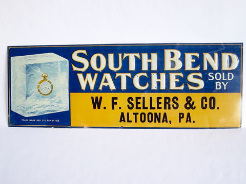 Antique South Bend Watches Metal Sign - Yesteryear Essentials
 - 1