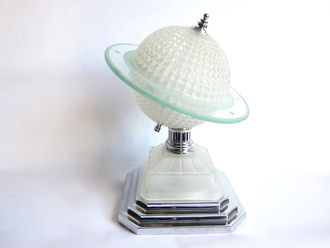 Art Deco Lamps, 1930s Heavy Glass Saturn Table Lamp - Yesteryear Essentials
 - 1