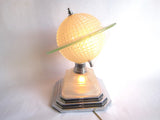 Art Deco Lamps, 1930s Heavy Glass Saturn Table Lamp - Yesteryear Essentials
 - 5