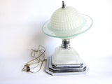 Art Deco Lamps, 1930s Heavy Glass Saturn Table Lamp - Yesteryear Essentials
 - 2